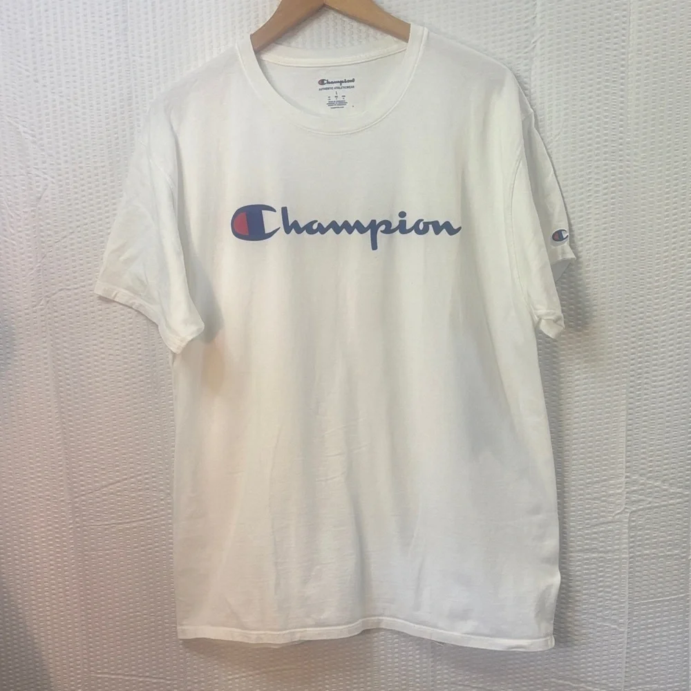 Champion White Logo Men's Tee 0127 - Picture 1 of 5